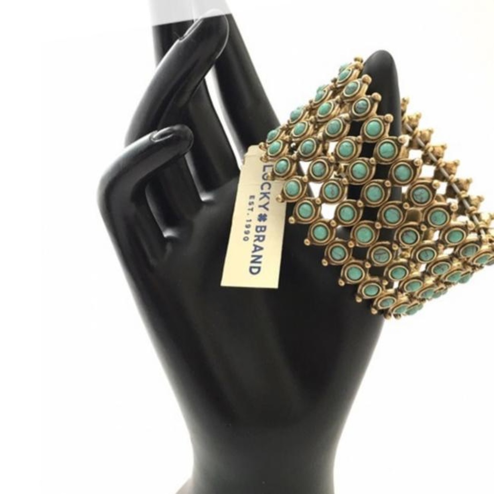 Lucky Brand Turquoise/Gold Stretch Cuff Bracelet